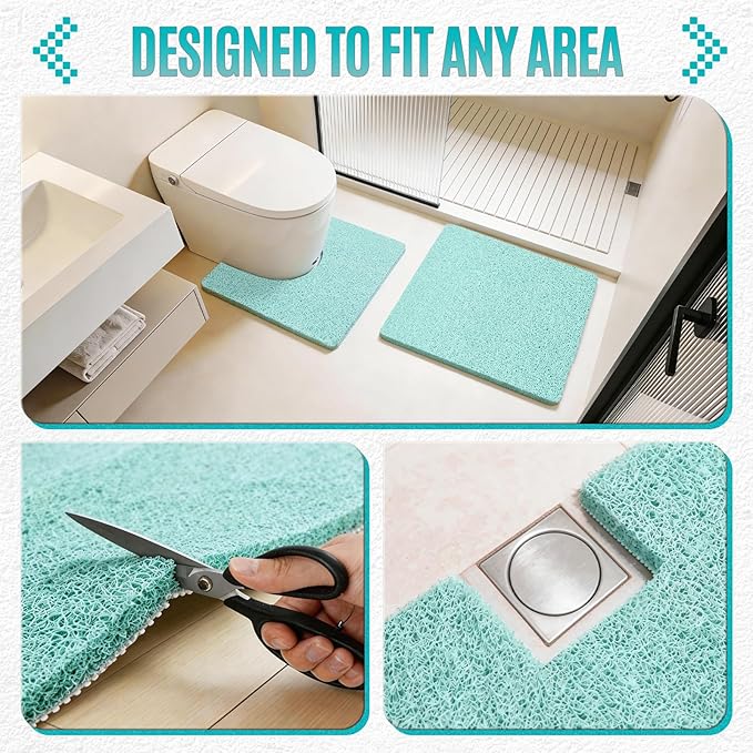 Joyhalo Shower Mat Bathtub Mat Non Slip, Bathmats Non Slip, Quick Drying Foot Scrubber Loofah Mats for Shower, Tub, Bathroom, Home, 24x24inch, Aqua