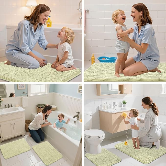 Arotive Bathroom Rugs 30x20, Extra Soft Absorbent Shaggy Chenille Bath Rugs, Machine Washable Rubber Backing Non-Slip Bath Mats for Bathroom Floor Tub and Shower, Home Decor Accessories, Vanilla