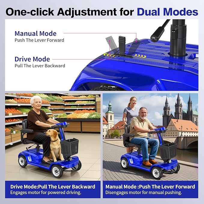 Heavy Duty Mobility Scooter for Seniors, Red,420 lbs Capacity -12.4 Miles Range 4 Wheel Electric Scooter with Seat, 20° Hill Climb, 300W Motor, Easy to Operate and Foldable