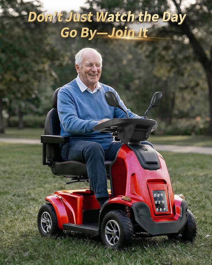 Ecomobi All-Terrain Heavy Duty Mobility Scooter for Seniors & Adults, 1000W Powerful Motor, 550 lbs Weight Capacity, 32 Mile Extended Range, 9 MPH, 13” Pneumatic Tires, Full Suspension, FDA Cleared