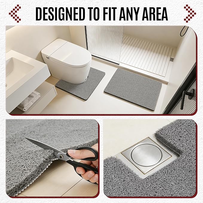 Joyhalo Shower Mat Bathtub Mat Non Slip, Bathmats Non Slip, Quick Drying Foot Scrubber Loofah Mats for Shower, Tub, Bathroom, Home, 32x24inch, Grey