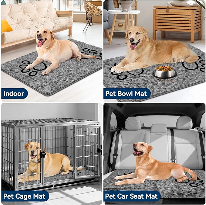 Bcoimo Super Absorbent Dog Door Mat, 48"*30" Anti Slip Mat for Muddy Paws, Pet Rugs for Dirty Paws Washable that Absorbs Moisture and Dirt, for Dog Cage and Pet Resting Carpet