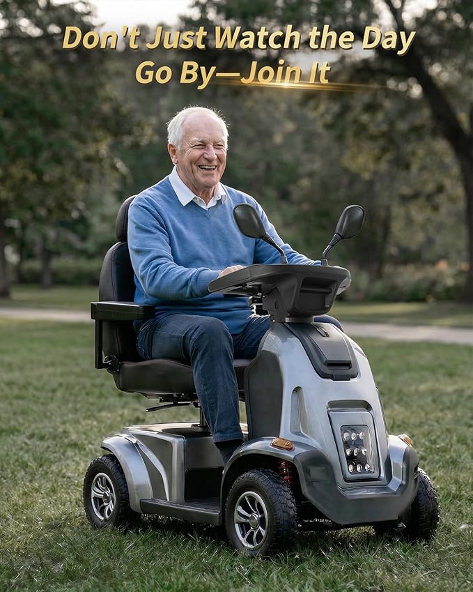 Ecomobi All-Terrain Heavy Duty Mobility Scooter for Seniors & Adults, 1000W Powerful Motor, 550 lbs Weight Capacity, 32 Mile Extended Range, 9 MPH, 13” Pneumatic Tires, Full Suspension, FDA Cleared