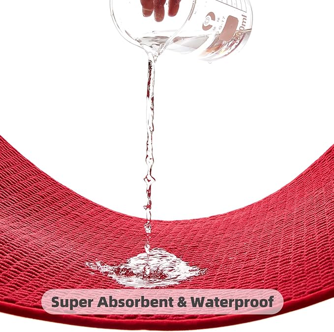TYUU Christmas Bathroom Runner Rugs, Long Bath Mat Runner Washable Thin Quick Dry Low Pile Bathroom Runner Rugs Non Slip, Red 16"x60"