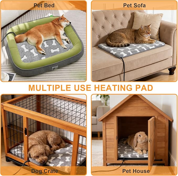 Bestio Large Dog Heating Pad,34x21 in Heated Dog Bed with Constant Heat & Auto Modes,MET&UL Certified Pet Heating Pad with Soothing Warmth,Chew-Resistant Cord,Waterproof Washable Cover-Gray