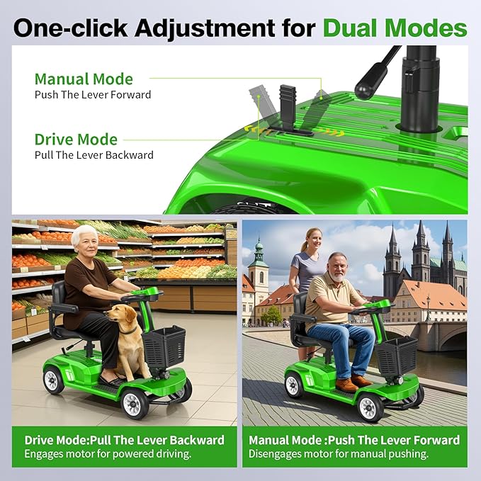 Heavy Duty Mobility Scooter for Seniors, Red,420 lbs Capacity -12.4 Miles Range 4 Wheel Electric Scooter with Seat, 20° Hill Climb, 300W Motor, Easy to Operate and Foldable
