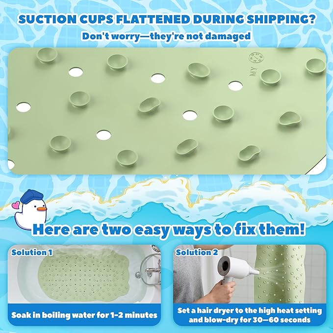 UNEEDE Kids Bathtub Mat with 17PCS Non Slip Bathtub Stickers, Non Slip Shower Mat for Toddlers, Washable Anti Slip Tub Surface, Soft Rubber Mat for Bath tub Shower, Waterproof Bathtub Essentials