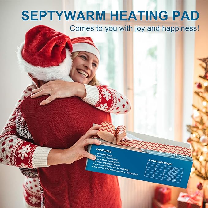 Heating Pad for Back, Electric Heating Pads for Cramps/Abdomen/Waist/Shoulder with 6 Heat Settings and Auto-Off, Moist/Dry Heat pad, Christmas Gifts for Women Men Mom Dad, 16" x 24"