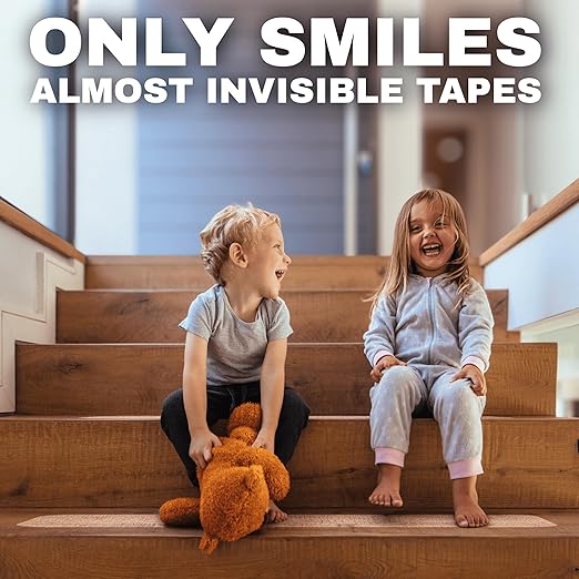 Clear Non Slip Stair Treads for Wooden Steps Indoor 24"x4" – 18-Pack Peel Stick Stair Treads – Self Adhesive Transparent Step Covers – Stair Grip Tape for Dogs, Kids – by STEPCORE