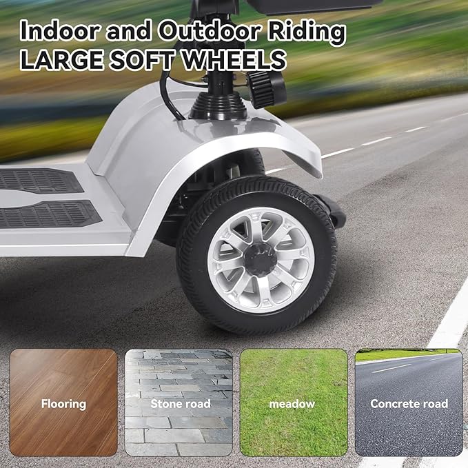 4 Wheel Mobility Scooter for Seniors & Adults Easy to Use Operate and Foldable ,Heavy Duty 418 LBS, 12.4 Mile Range, Tight Turning Radius