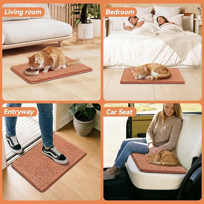 Bcoimo Super Absorbent Cat Door Mat, 24"*17" Anti Slip Mat for Muddy Paws, Pet Rugs for Dirty Paws Washable that Absorbs Moisture and Dirt, for Cat Cage and Pet Resting Carpet