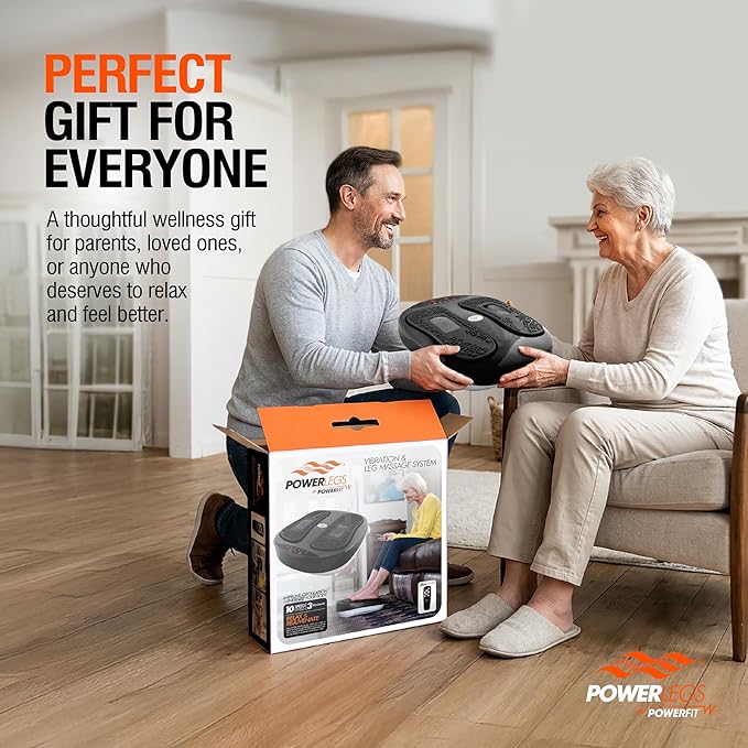 Power Legs Electric Foot Massager Machine with Remote Control, Adjustable Speed, Vibration - Calf Massager - Feet Massager for Neuropathy Pain Relief, Plantar Fasciitis, Leg Blood Circulation (Black)