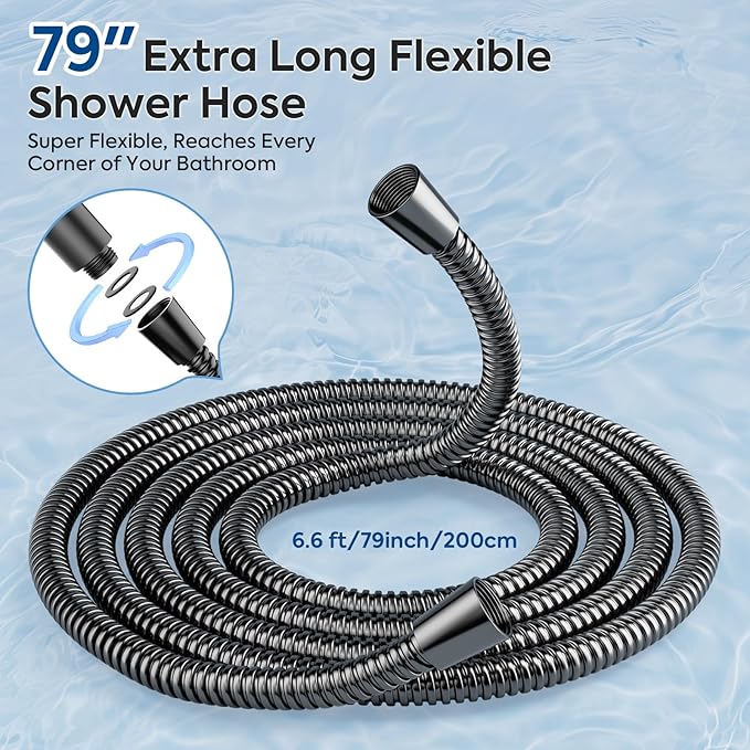 Teviora Filtered Shower Head with Handheld –High Pressure Hand Held Shower Head for Hard Water with Filters,79" Long Hose & Powerful Wide Fan Spray,Removes Chlorine and Impurities(Matte Black)