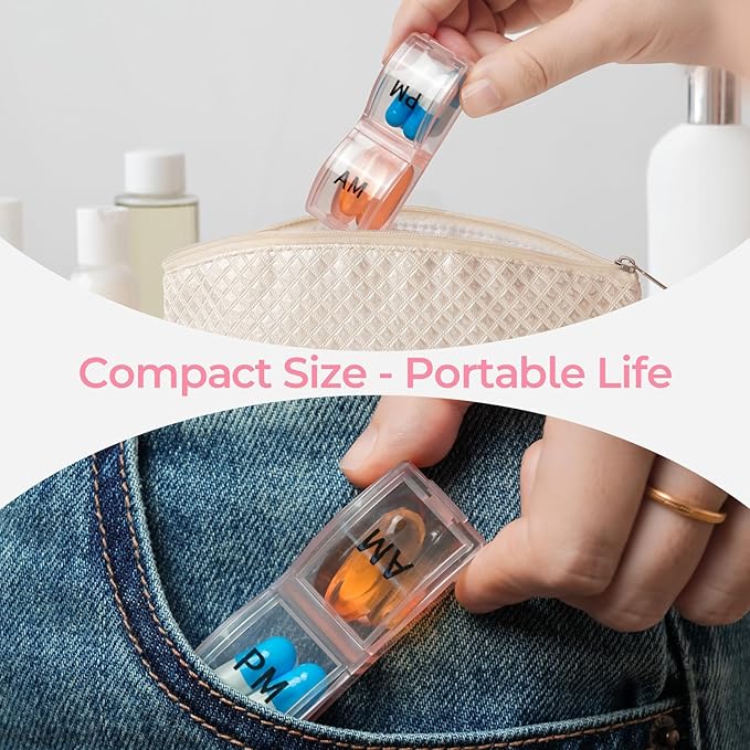 Monthly Pill Organizer 2 Times a Day, one Month Pill Box AM PM, 30 Day Pill Case Small Compartments to Hold Vitamin and Travel Medicine Organizer, 31 Day Pill Organizer, 4 Week Pill Cases(Pink)