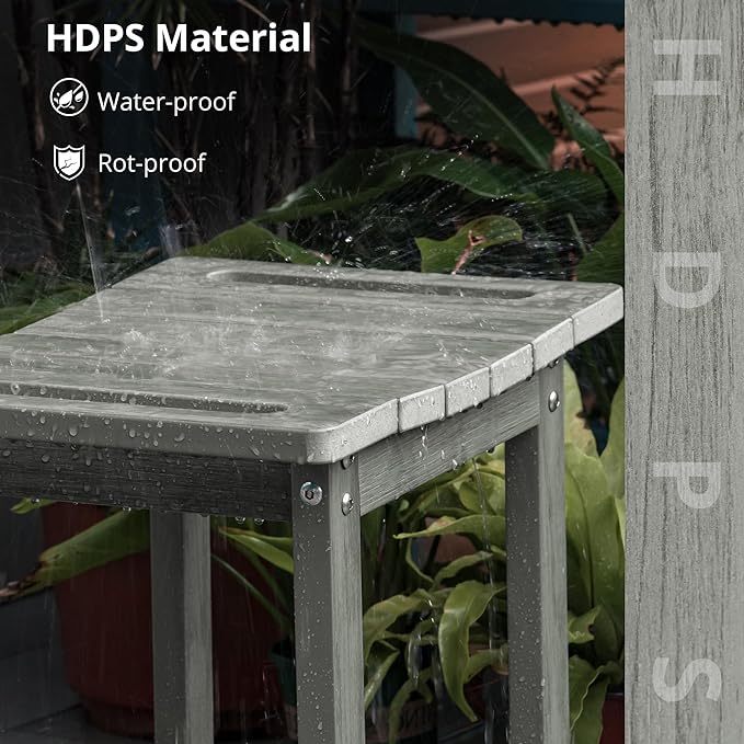 LUE BONA HDPS Shower Benches for Inside Shower, Gray Shower Stool for Shaving Legs with Shelf, Waterproof Shower Chair Seat for Spa Bathroom, Weather Resistant/Non-Slip/Handles/Indoor or Outdoor Use