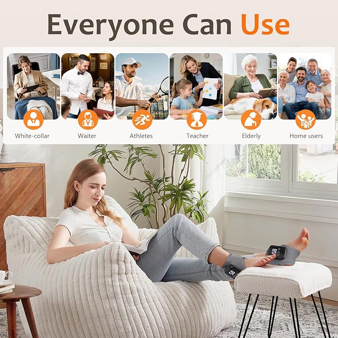 Foot Renew Triple Method Massager 2 Pcs 2026, 3 in 1 Foot Massager for Neuropathy with 3 Vibration Modes & 3 Heat Levels, Cordless & Portable Foot and Ankle Pad for Home/Office/Travel Use, Gray