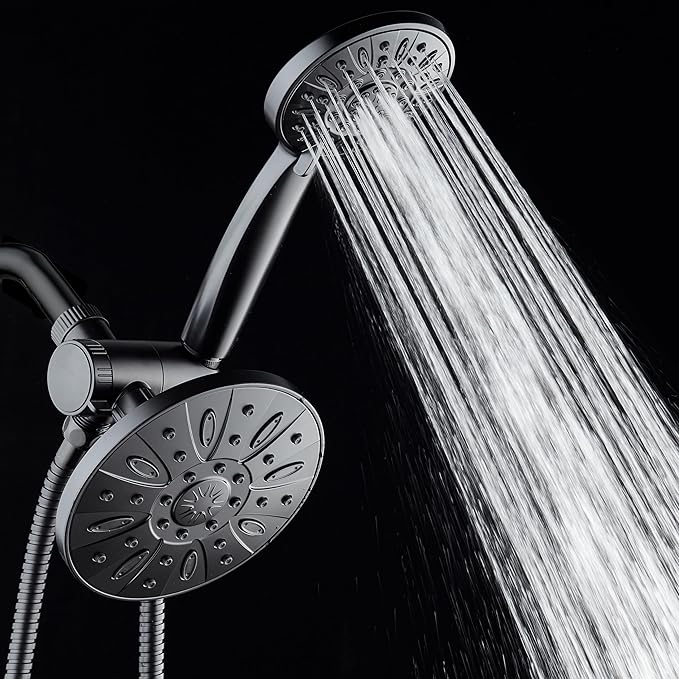 AquaDance Premium High Pressure 3-Way Rainfall Combo Combines The Best of Both Worlds-Enjoy Luxurious Rain Showerhead and 6-Setting Hand Held Shower Separately or Together, Matte Black