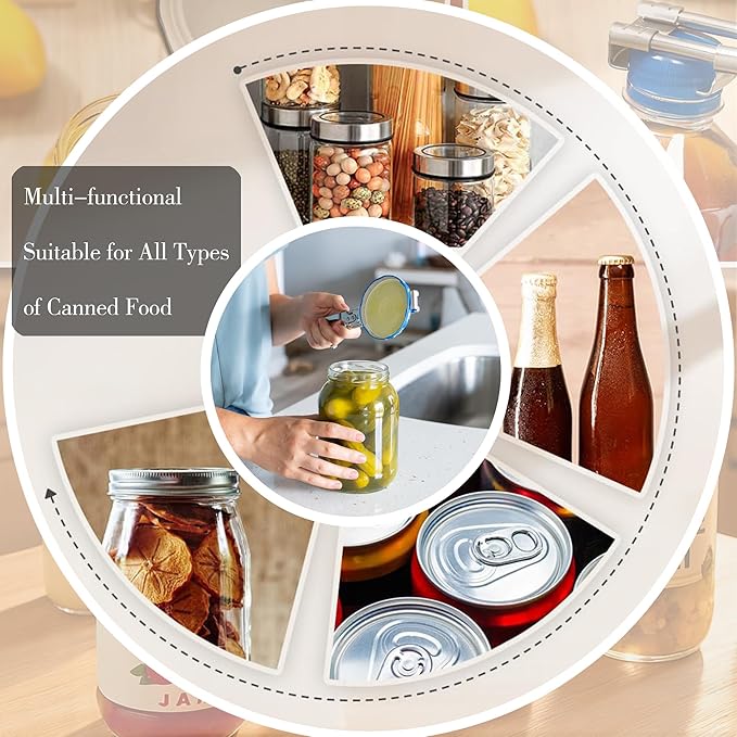2PCS Adjustable Stainless Steel Jar Opener, Manual Can Opener for Arthritis Hands, Multifunctional Bottle Opener & Lid Gripper, Kitchen Gadgets for Seniors