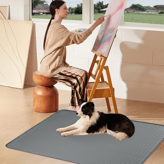 Pee Pads for Dogs, 57" x 40" Extra Large Reusable Silicone Mat, Washable Puppy Training Pads for Potty Training, Non-Slip, Leak-Proof, Indoor Floor Protection (Dark Grey)