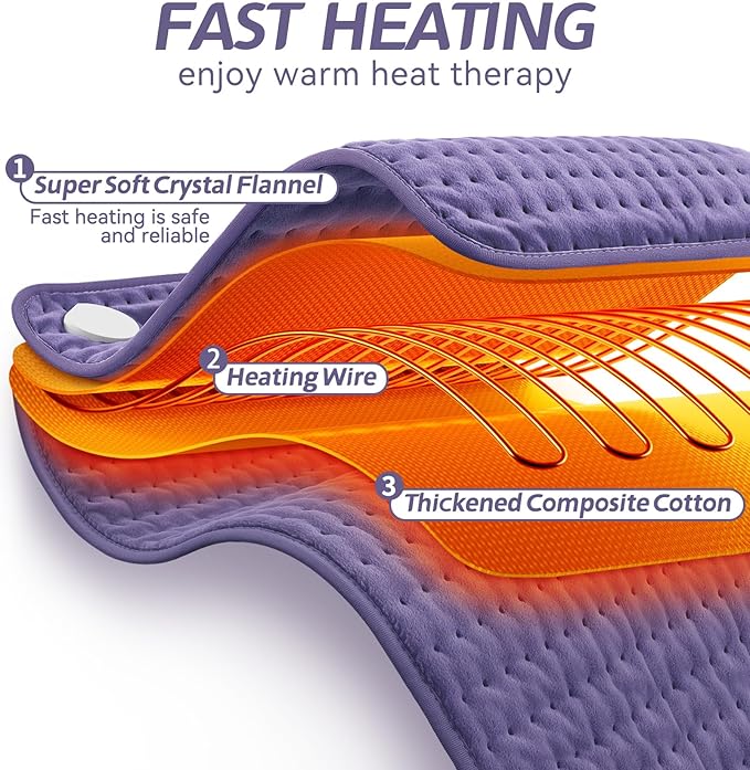 Heating Pad for Pain Relief | Electric Heat Pad for Back, Neck, Shoulder & Cramps | 6 Heat Settings, Auto Shut-Off, Moist & Dry Heat Options | Machine Washable, 12” x 24” | Ideal Gift for Men & Women