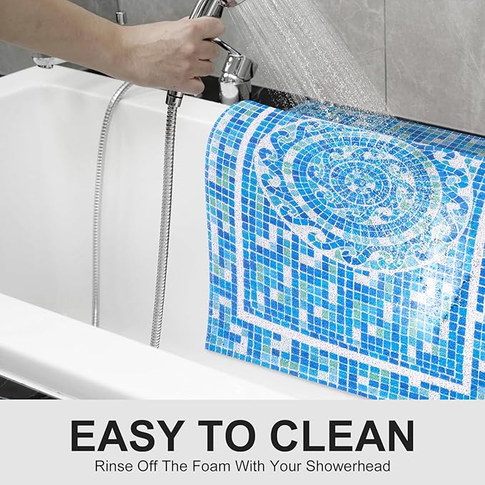 Extra Large Shower Mat: 24 X 36 Inch Stylish Shower Mats for Inside Shower - Soft PVC Loofah Trimmable Non Slip Shower Mat for Elderly, Quick Drying