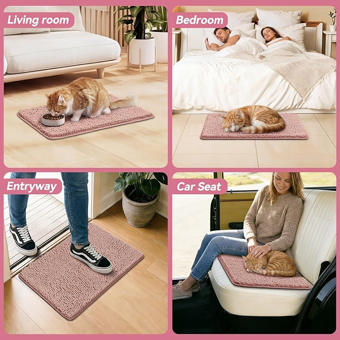 Bcoimo Super Absorbent Cat Door Mat, 24"*17" Anti Slip Mat for Muddy Paws, Pet Rugs for Dirty Paws Washable that Absorbs Moisture and Dirt, for Cat Cage and Pet Resting Carpet