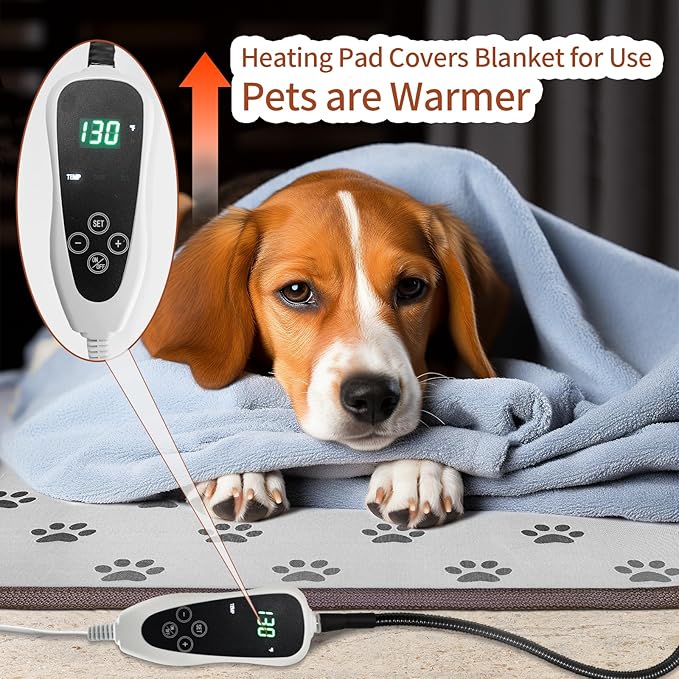 GOLOPET Large Dog Heating Pad 34x21in with Smart Thermostat Switch and Power Line Protection Tube,Obtained MET and UL Dual Certification,Waterproof Pet Heating pad, Suitable for Dogs of All Ages