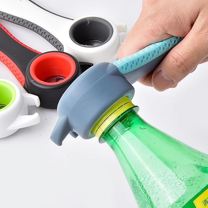 5-in-1 Jar Opener for Seniors, Weak Hands & Arthritis – Non-Slip Silicone Gripper Pad, Easy-Grip Bottle & Can Lid Opener Set, Grey and Blue