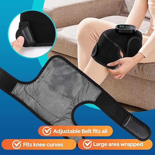 Cordless Heated Knee Massager with Vibration, FSA Eligible HSA, Heated Knee Brace Wrap Heating Shoulder Brace Support Wrap for Knee Elbow, Heating Pad with 6 Heating Levels, 3 Massage Modes&Timer