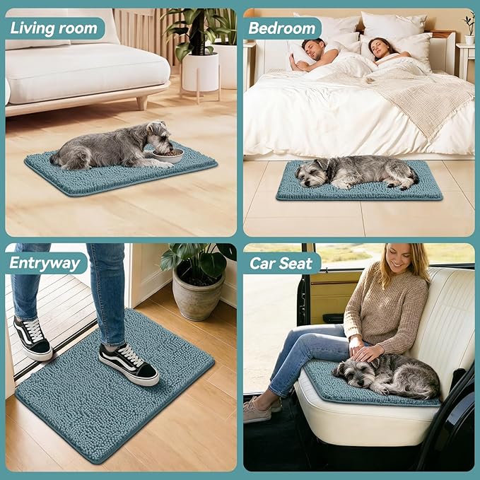 Bcoimo Super Absorbent Dog Door Mat, 30"*20" Anti Slip Mat for Muddy Paws, Pet Rugs for Dirty Paws Washable that Absorbs Moisture and Dirt, for Dog Cage and Pet Resting Carpet