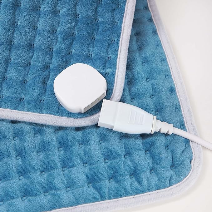 RAINOVA Heating Pad Electric Throw for Back Pain & Cramps Relief, 17''x33'' Electric Pad with Auto Shut Off, Heated Pad- 6 Heat Settings,Christmas Gifts for Women, Men, Mom, Dad(Blue)
