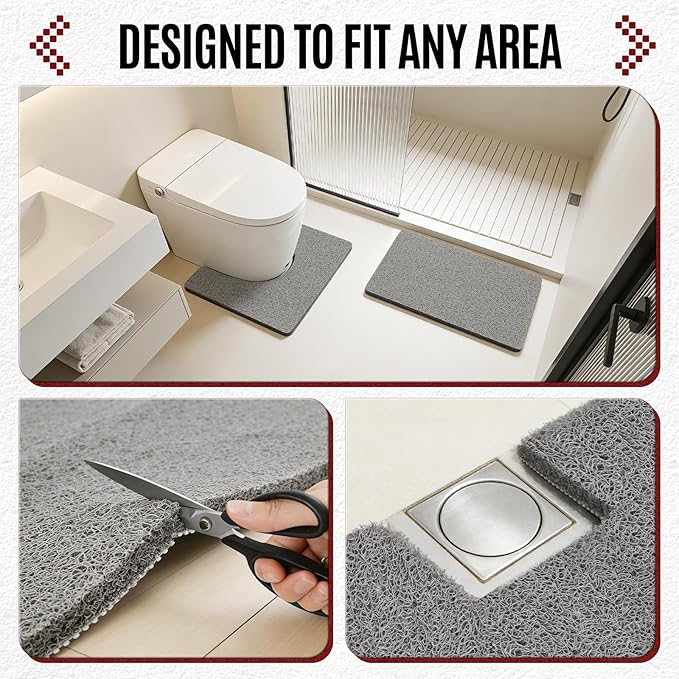 Joyhalo Shower Mat Bathtub Mat Non Slip, Bathmats Non Slip, Quick Drying Foot Scrubber Loofah Mats for Inside Shower, Tub, Bathroom, Home, 17 * 24inch, Grey