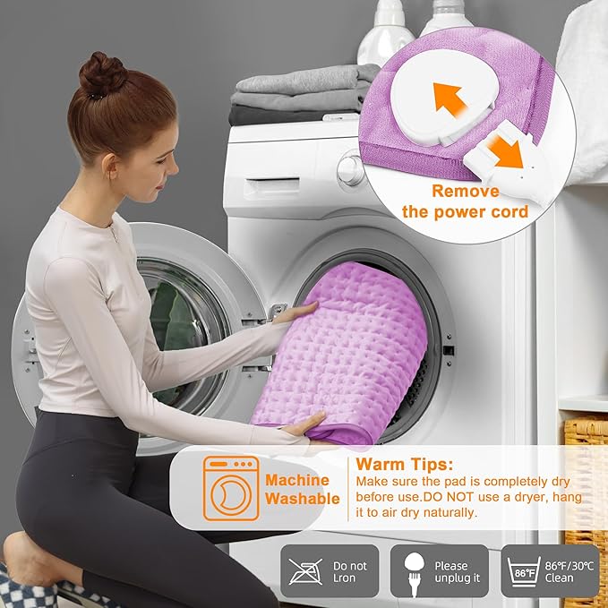 Deepsoon Heating Pad,Electric Heating Pads for Back,Neck,Moist Heating Pad for Abdomen Shoulder Knee Legs,Dry/Moist Heat&Auto Shut Off,Mother's Day Birthday for Men and Women,Light Purple,24x12 Inch