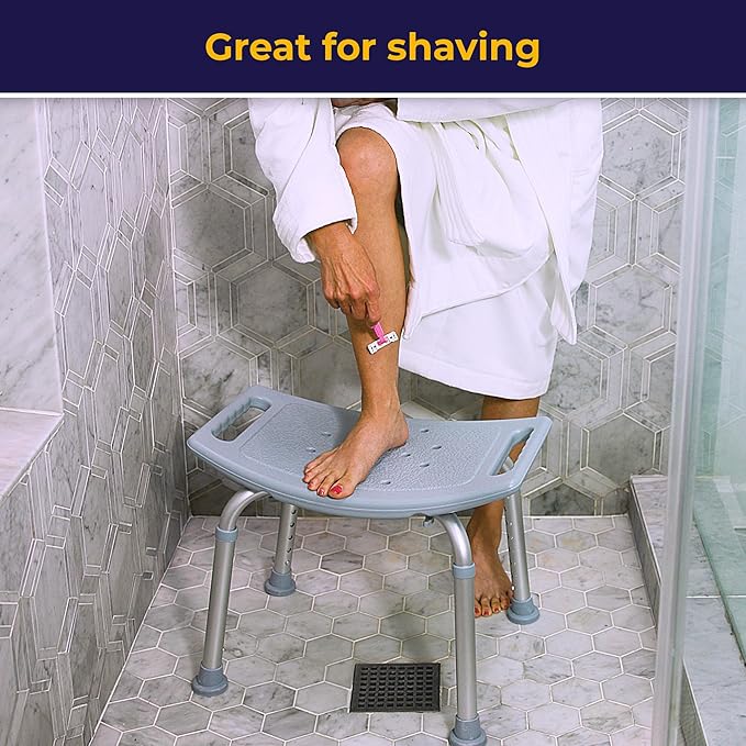 Drive Medical Shower Chair for Inside Tub & Shower, Adjustable Bath Seat with Suction Feet, Non-Slip Stool for Elderly & Disabled, 300 lb Capacity