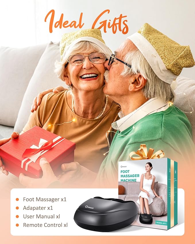 KNQZE Shiatsu Foot Massager with Heat, Compression, Deep Kneading Foot Massage for Plantar Fasciitis Relief, Remote Control, Multi Massage Modes, Auto Shut-Off Timer, FSA Eligible, Charcoal Gray