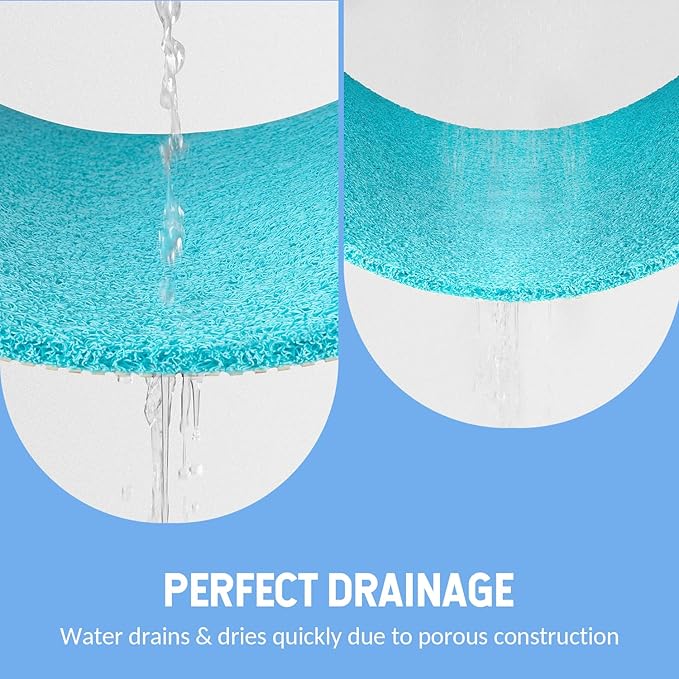 Hargiis Non-Slip Bathtub Mat, Anti Slip Shower Mat, Fast Drying Bathtub Mats, Foot Scrubber Mat, Anti Slip Mat for Tub, Floor, Bathroom, Kitchen, Home, Hotel (Turquoise Blue 40"×16")