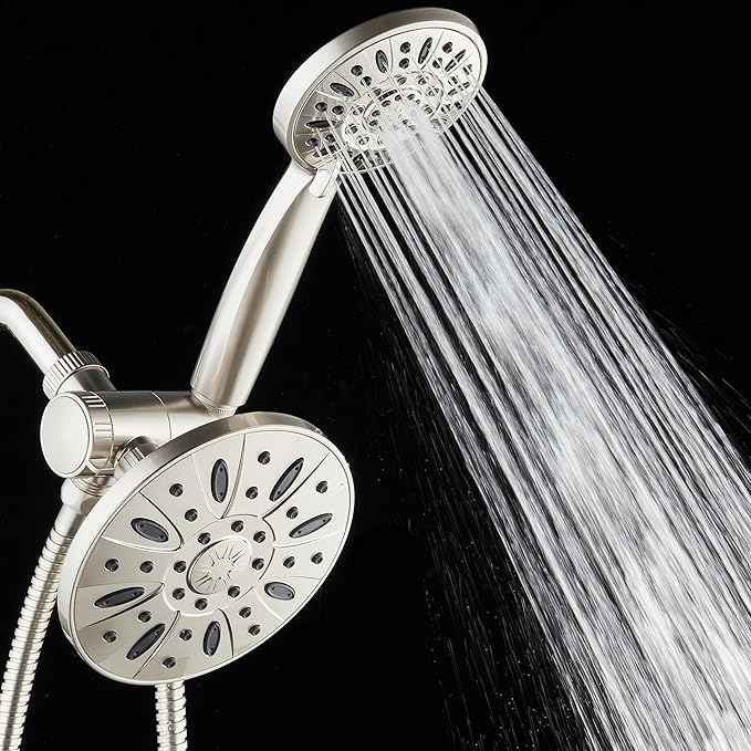 AquaDance Premium High Pressure 3-Way Rainfall Combo Combines The Best of Both Worlds-Enjoy Luxurious Rain Showerhead and 6-Setting Hand Held Shower Separately or Together, Satin Nickel