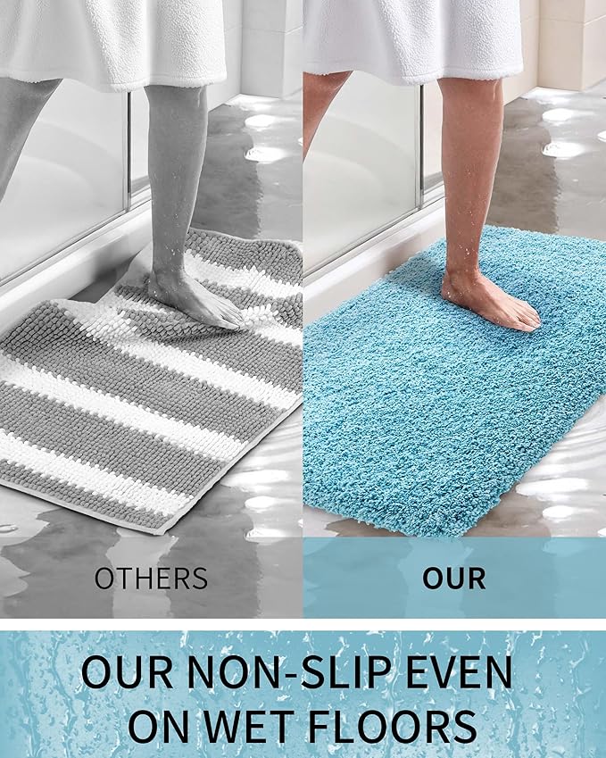 Toilet Rugs U-Shaped Mat 24x22, Contour Bathroom Mat - Ultra Soft & Absorbent Microfiber, Quick-Dry, Machine Washable with High Density Foam Latex Non Slip Backing, Teal