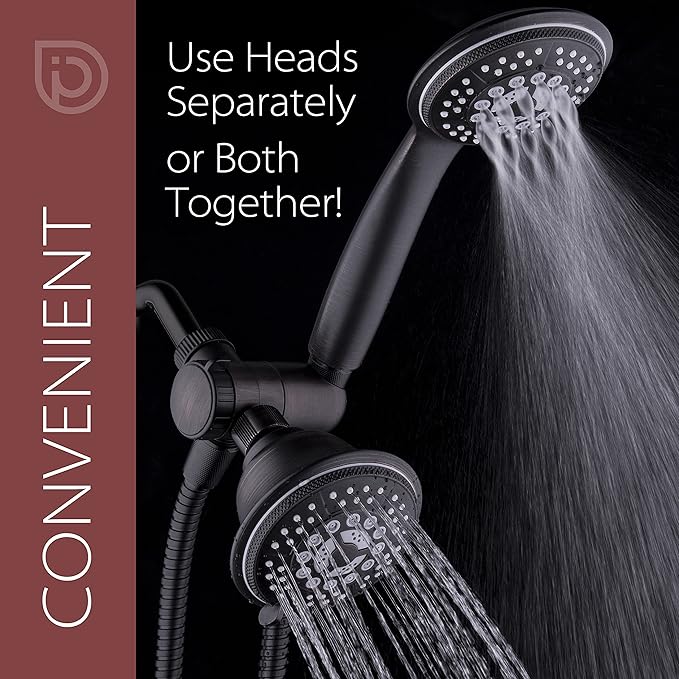 For California Residents 24-setting Handheld & Rain Shower Head Combo, Stainless Steel Hose, 3-way Water Diverter - Oil Rubbed Bronze Finish