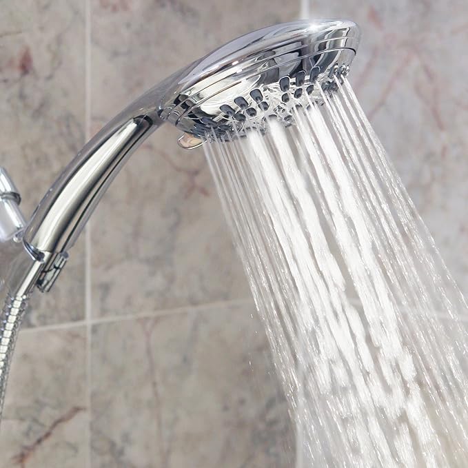 Aqua Elegante 6 Function Luxury Handheld Shower Head - Adjustable Pressure Rainfall Spray With Removable Nozzle For The Bathroom, Chrome & California Certified