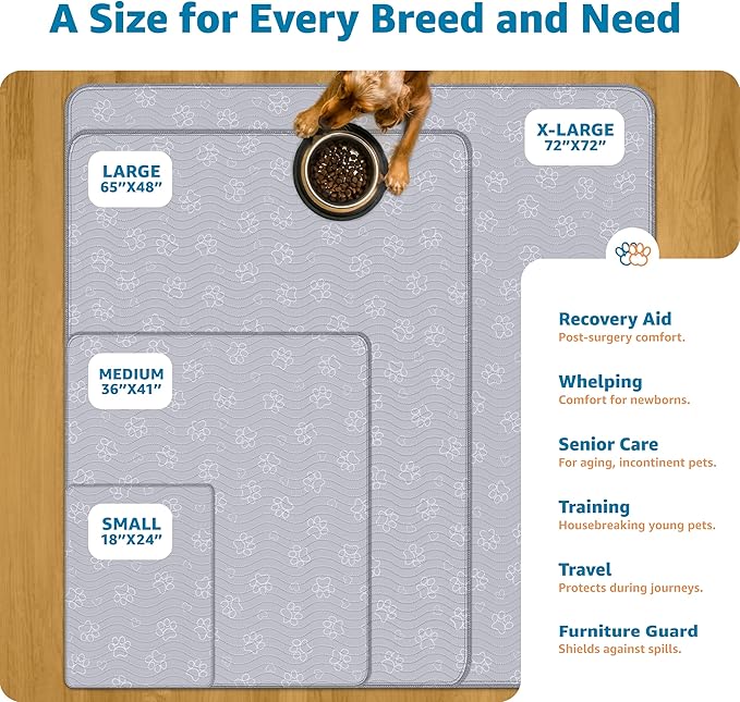IMPROVIA® Reusable Puppy Pad – Waterproof, Extra-Absorbent, Washable Pee Pad for Dog Training, Whelping, & More – Protect Your Floors & Pet with Quick-Drying Potty Pad (Paws & Hearts, Small 18"x24")