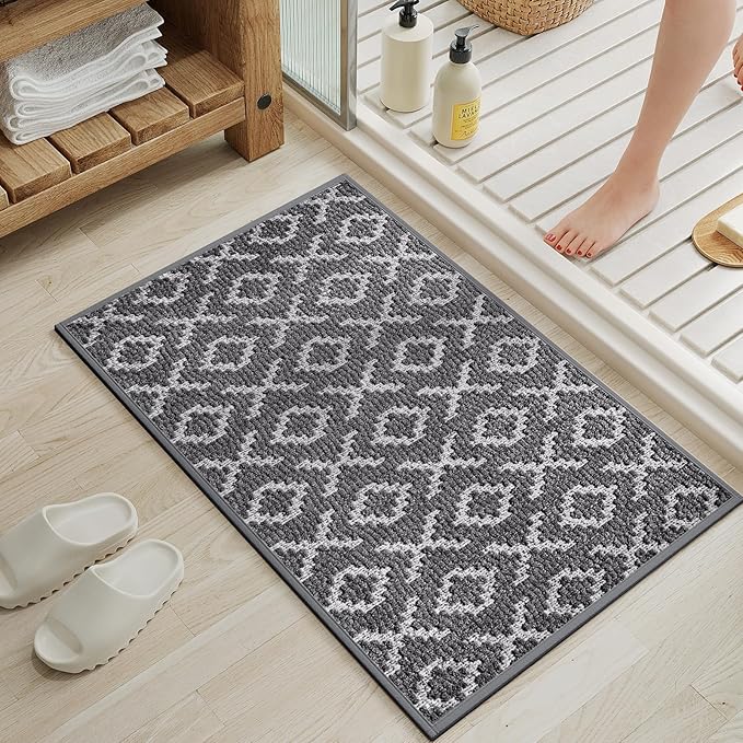 YDKGL Bathroom Rugs Non Slip, Super Absorbent Quick Dry Bath Mat, Rubber Backing Ultra Thin Bathroom Mats Fit Under Door Bathroom Floor Bathtub Shower