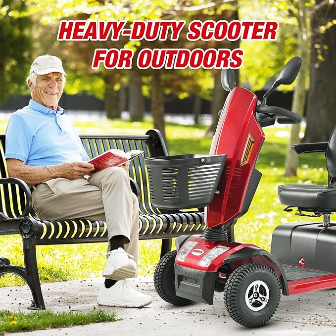 Metro Mobility Powered Mobility Scooters, 4 Wheel Mobility Scooters for Adults, 350 lbs Capacity Folding Mobility Scooter, 25 Miles Long Travel Range Scooter for Seniors Red