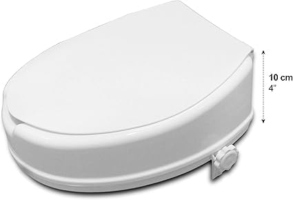 PEPE Mobility Raised Toilet Seat with Lid for Elderly 4" High, Fits Round and Elongated up to 15" Wide, Commode Seat with Sturdy Brackets, Medical Aid