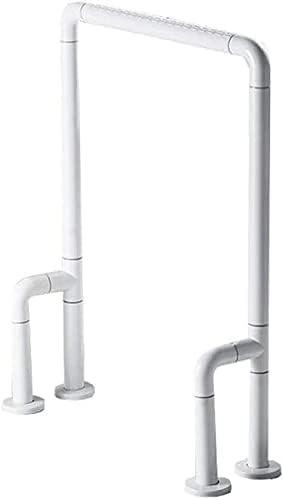 Floor-Standing Toilet Rails, Stainless Steel Frame Support Grab Bar, Home Bathroom Handicap Nylon Non-Slip Handle, Shower Balance Bar Assist Grip (Color : White, Size : 54x72cm)