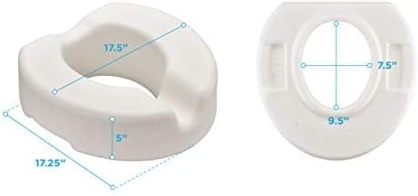 NOVA Toilet Seat Riser – Adds 5” of Height, Raised Toilet Seat with 300 lb Weight Capacity, Universal Fit, Slip-Resistant Bathroom Safety Aid for Elderly & Seniors