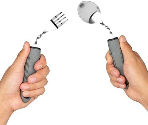 Bendable Adaptive Utensils for Elderly, Disabled People, Parkinson’s, Arthritis, Hand Tremors, Weak Hand Grip & Handicapped, Arthritic Hands-Non Slip Handles