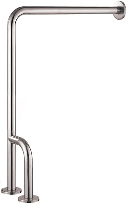 Shower Handicap Grab Bars for Bathroom Wall, Curved Stainless Steel Toilet Grab Bar Toilet with Legs,Wall Mounted Floor-Standing Safety Handrail, Support Handle for Seniors Disabled, 55×70cm Right