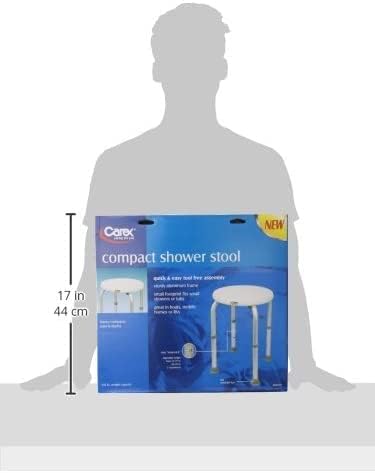 Carex Compact Shower Stool - Adjustable Height Bath Stool and Shower Seat - Aluminum Bath Seat that Supports 250lbs