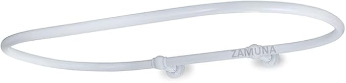 Oval Shower Curtain Rail Rod For Bathroom, Ceiling Mounted for Clawfoot Tub, Large and Heavy Duty Wall Mounted with Adjustable Support - 45 x 25 Inch (Free Curtain Rings) White